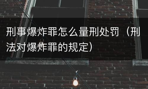 刑事爆炸罪怎么量刑处罚（刑法对爆炸罪的规定）