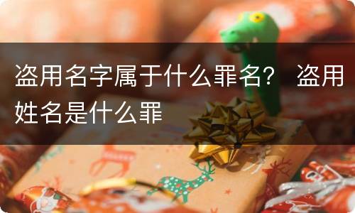盗用名字属于什么罪名？ 盗用姓名是什么罪