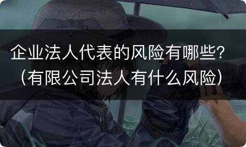 企业法人代表的风险有哪些？（有限公司法人有什么风险）