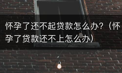 怀孕了还不起贷款怎么办?（怀孕了贷款还不上怎么办）