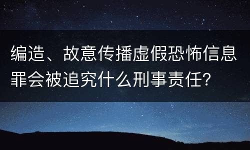 编造、故意传播虚假恐怖信息罪会被追究什么刑事责任？