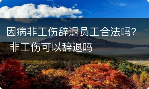 因病非工伤辞退员工合法吗？ 非工伤可以辞退吗