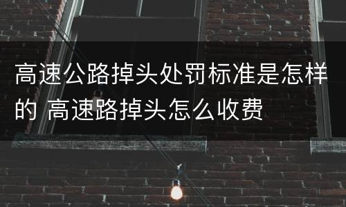 高速公路掉头处罚标准是怎样的 高速路掉头怎么收费