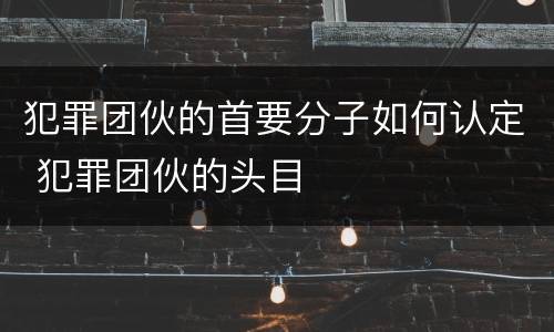 犯罪团伙的首要分子如何认定 犯罪团伙的头目