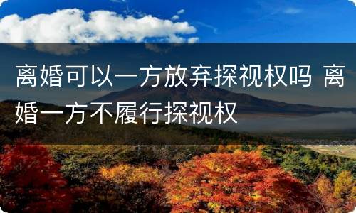 离婚可以一方放弃探视权吗 离婚一方不履行探视权