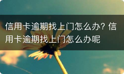 信用卡逾期找上门怎么办? 信用卡逾期找上门怎么办呢