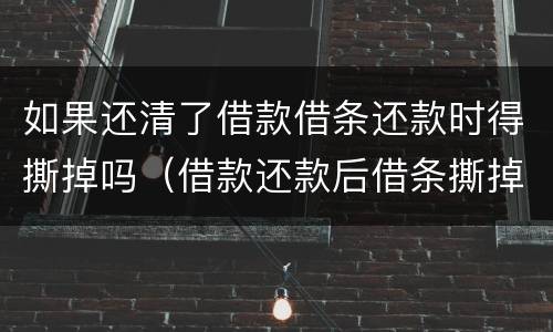 如果还清了借款借条还款时得撕掉吗（借款还款后借条撕掉可以吗）