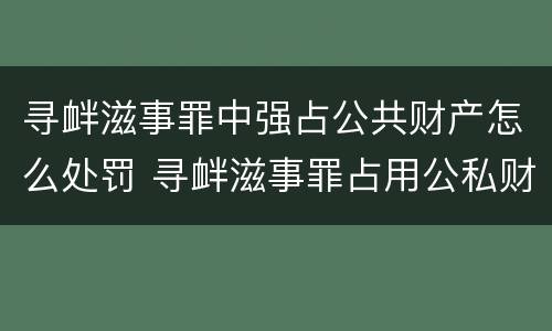 寻衅滋事罪中强占公共财产怎么处罚 寻衅滋事罪占用公私财物怎么理解