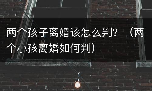 两个孩子离婚该怎么判？（两个小孩离婚如何判）
