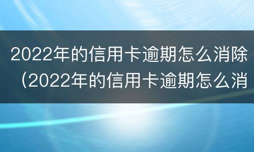 2022年的信用卡逾期怎么消除（2022年的信用卡逾期怎么消除呢）
