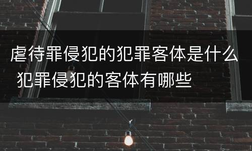 虐待罪侵犯的犯罪客体是什么 犯罪侵犯的客体有哪些