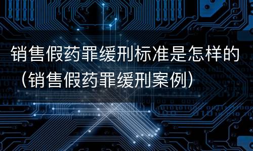 销售假药罪缓刑标准是怎样的（销售假药罪缓刑案例）
