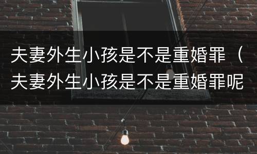 夫妻外生小孩是不是重婚罪（夫妻外生小孩是不是重婚罪呢）