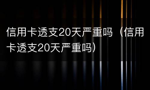 信用卡透支20天严重吗（信用卡透支20天严重吗）