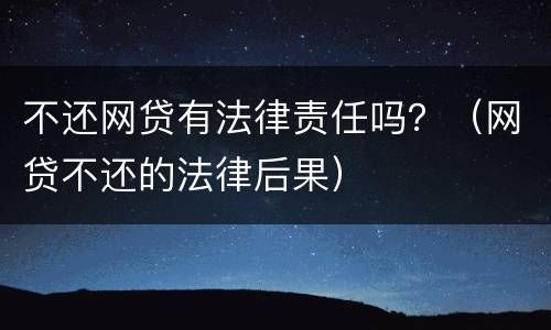 不还网贷有法律责任吗？（网贷不还的法律后果）