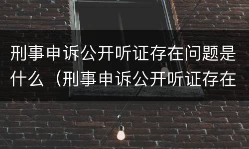 刑事申诉公开听证存在问题是什么（刑事申诉公开听证存在问题是什么情况）