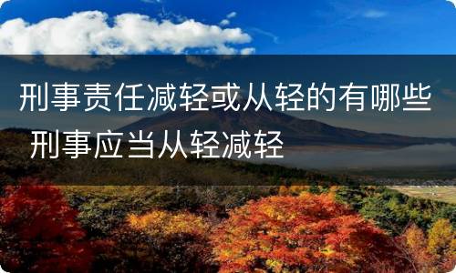 刑事责任减轻或从轻的有哪些 刑事应当从轻减轻