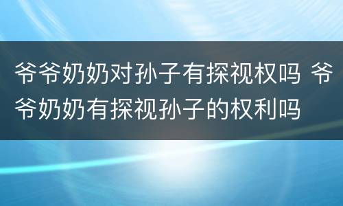 爷爷奶奶对孙子有探视权吗 爷爷奶奶有探视孙子的权利吗