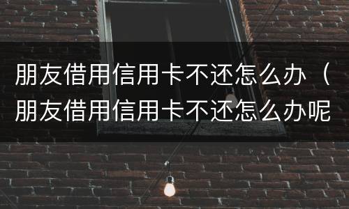 朋友借用信用卡不还怎么办（朋友借用信用卡不还怎么办呢）