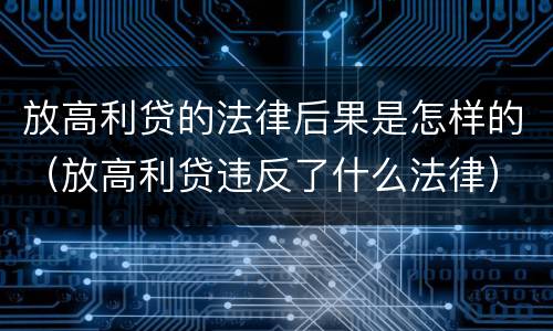 放高利贷的法律后果是怎样的（放高利贷违反了什么法律）