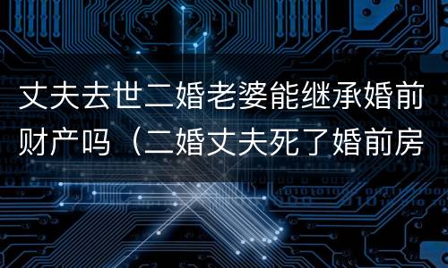 丈夫去世二婚老婆能继承婚前财产吗（二婚丈夫死了婚前房子归谁）