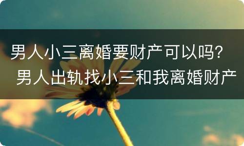 男人小三离婚要财产可以吗？ 男人出轨找小三和我离婚财产怎么分