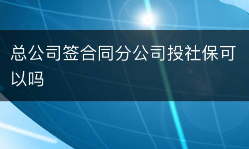 总公司签合同分公司投社保可以吗