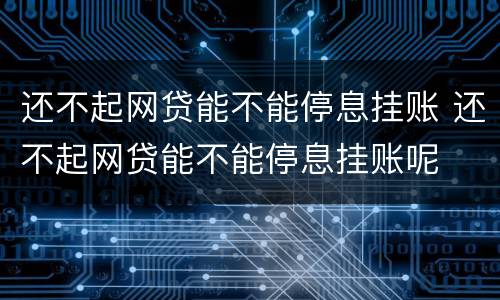 还不起网贷能不能停息挂账 还不起网贷能不能停息挂账呢