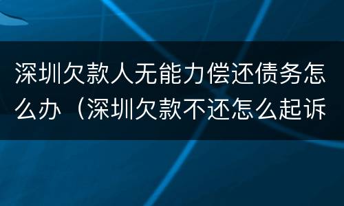 深圳欠款人无能力偿还债务怎么办（深圳欠款不还怎么起诉）