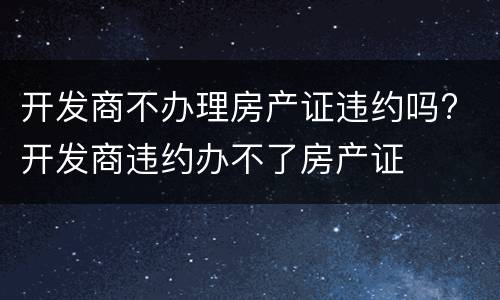 开发商不办理房产证违约吗? 开发商违约办不了房产证