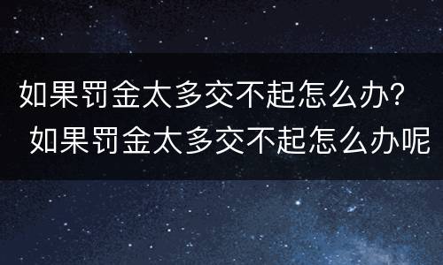 如果罚金太多交不起怎么办？ 如果罚金太多交不起怎么办呢