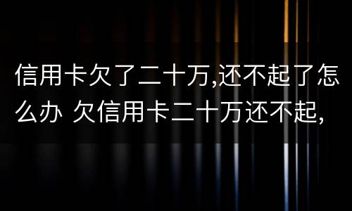 信用卡欠了二十万,还不起了怎么办 欠信用卡二十万还不起,可以慢慢还吗