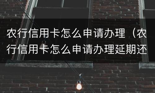 农行信用卡怎么申请办理（农行信用卡怎么申请办理延期还款）