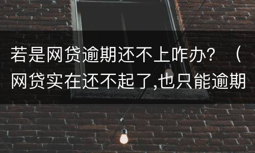 若是网贷逾期还不上咋办？（网贷实在还不起了,也只能逾期了）