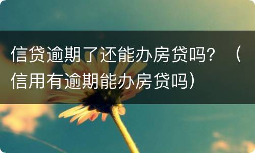 信贷逾期了还能办房贷吗？（信用有逾期能办房贷吗）
