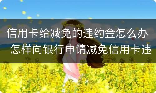 信用卡给减免的违约金怎么办 怎样向银行申请减免信用卡违约金
