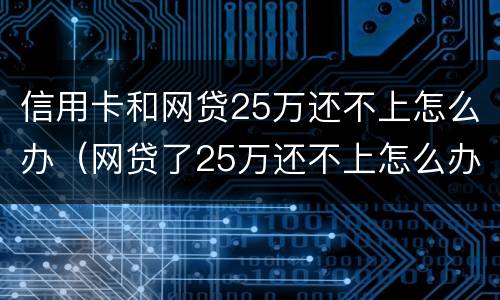 信用卡和网贷25万还不上怎么办（网贷了25万还不上怎么办）