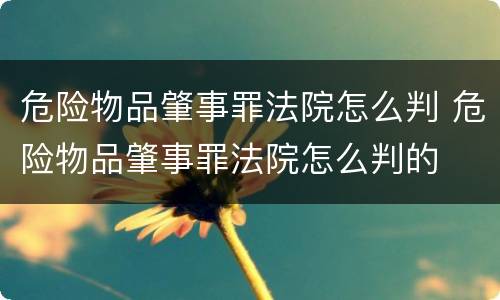 危险物品肇事罪法院怎么判 危险物品肇事罪法院怎么判的