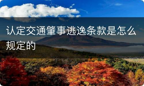认定交通肇事逃逸条款是怎么规定的