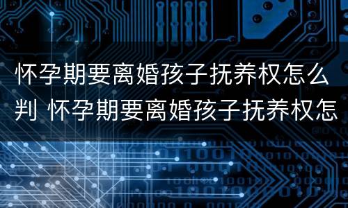 怀孕期要离婚孩子抚养权怎么判 怀孕期要离婚孩子抚养权怎么判定