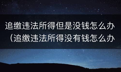 追缴违法所得但是没钱怎么办（追缴违法所得没有钱怎么办）