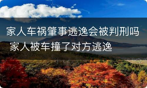 家人车祸肇事逃逸会被判刑吗 家人被车撞了对方逃逸