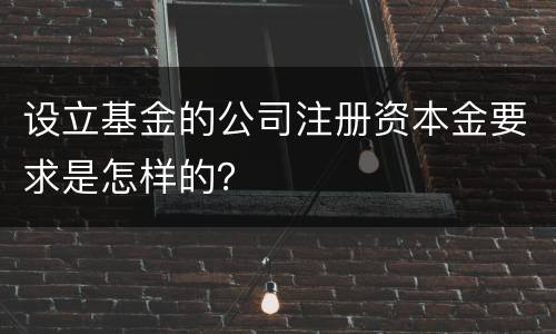 设立基金的公司注册资本金要求是怎样的？