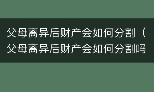 父母离异后财产会如何分割（父母离异后财产会如何分割吗）
