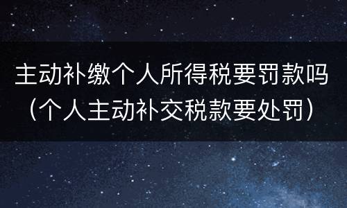 主动补缴个人所得税要罚款吗（个人主动补交税款要处罚）