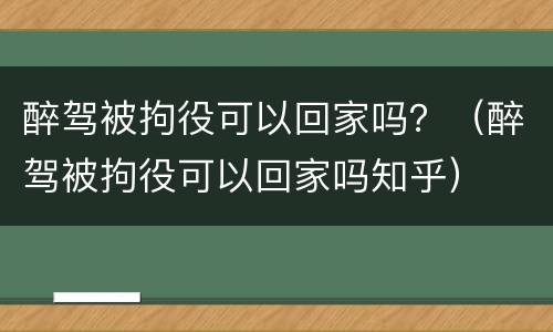 醉驾被拘役可以回家吗？（醉驾被拘役可以回家吗知乎）