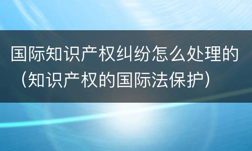国际知识产权纠纷怎么处理的（知识产权的国际法保护）