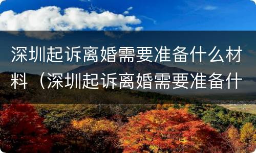 深圳起诉离婚需要准备什么材料（深圳起诉离婚需要准备什么材料和证件）