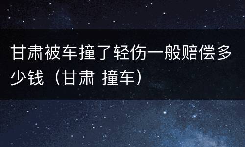 甘肃被车撞了轻伤一般赔偿多少钱（甘肃 撞车）