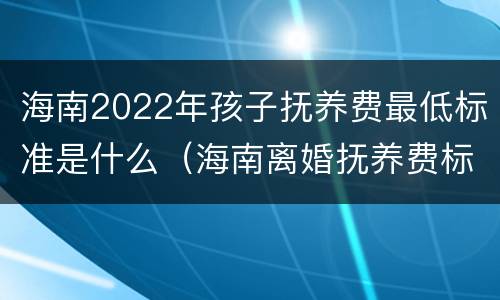 海南2022年孩子抚养费最低标准是什么（海南离婚抚养费标准）